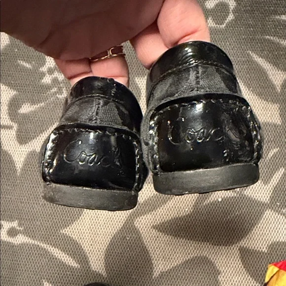 Coach Women's Black Signature patent trim Loafers - Picture 4 of 10